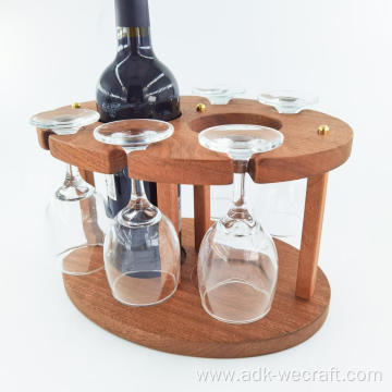 Free Standing Wooden Wine Rack With Glass Holder